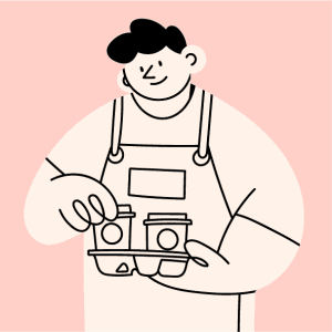 Ilustración de trabajador con alimentación