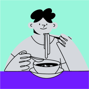 Ilustración de persona alimentándose